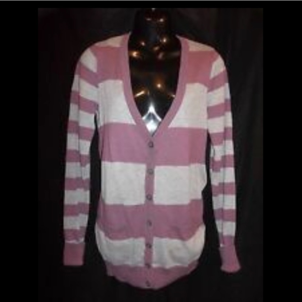 Decree Striped V Neck Cardigan Sweater